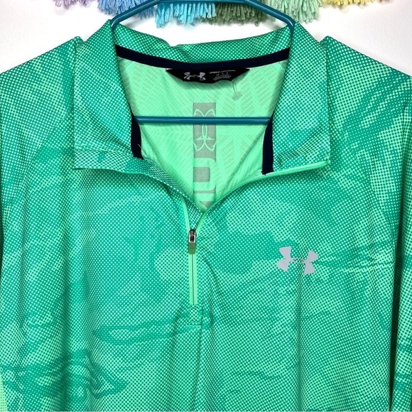 Under Armour Green Patterned Pullover 1/4 Zip Long Sleeve Athletic Top Large - Picture 5 of 12